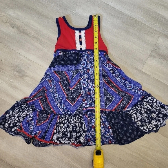Jona Michelle Sleeveless Patchwork Red White Blue Dress Girls Size 3T - Picture 2 of 3